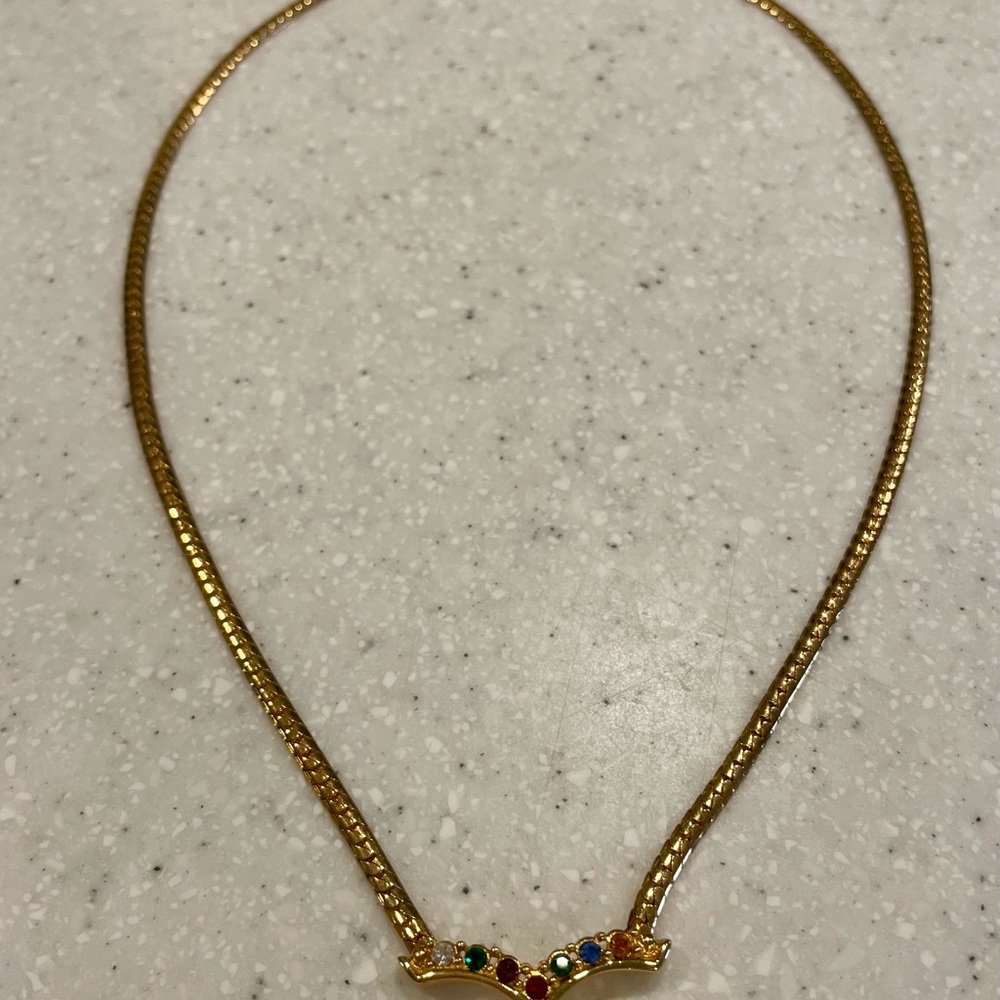 Premier Designs Gold Necklace with Jewel Tones